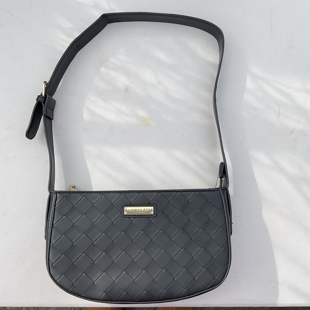 London Fog Gray Quilted Shoulder Bag